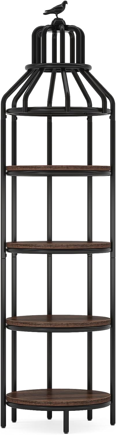 Tribesigns 4 Tier Corner Bookshelf with 4 Round Shelves