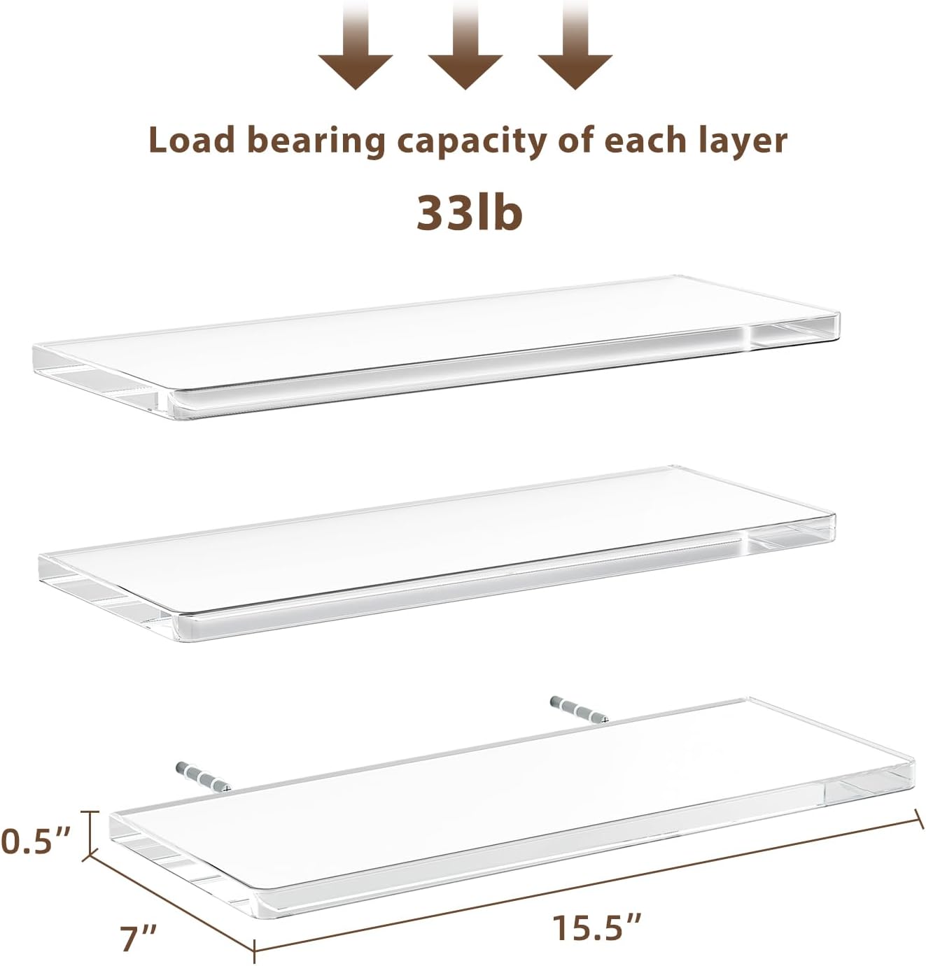 Clear Acrylic Floating Shelves for Wall Mounting