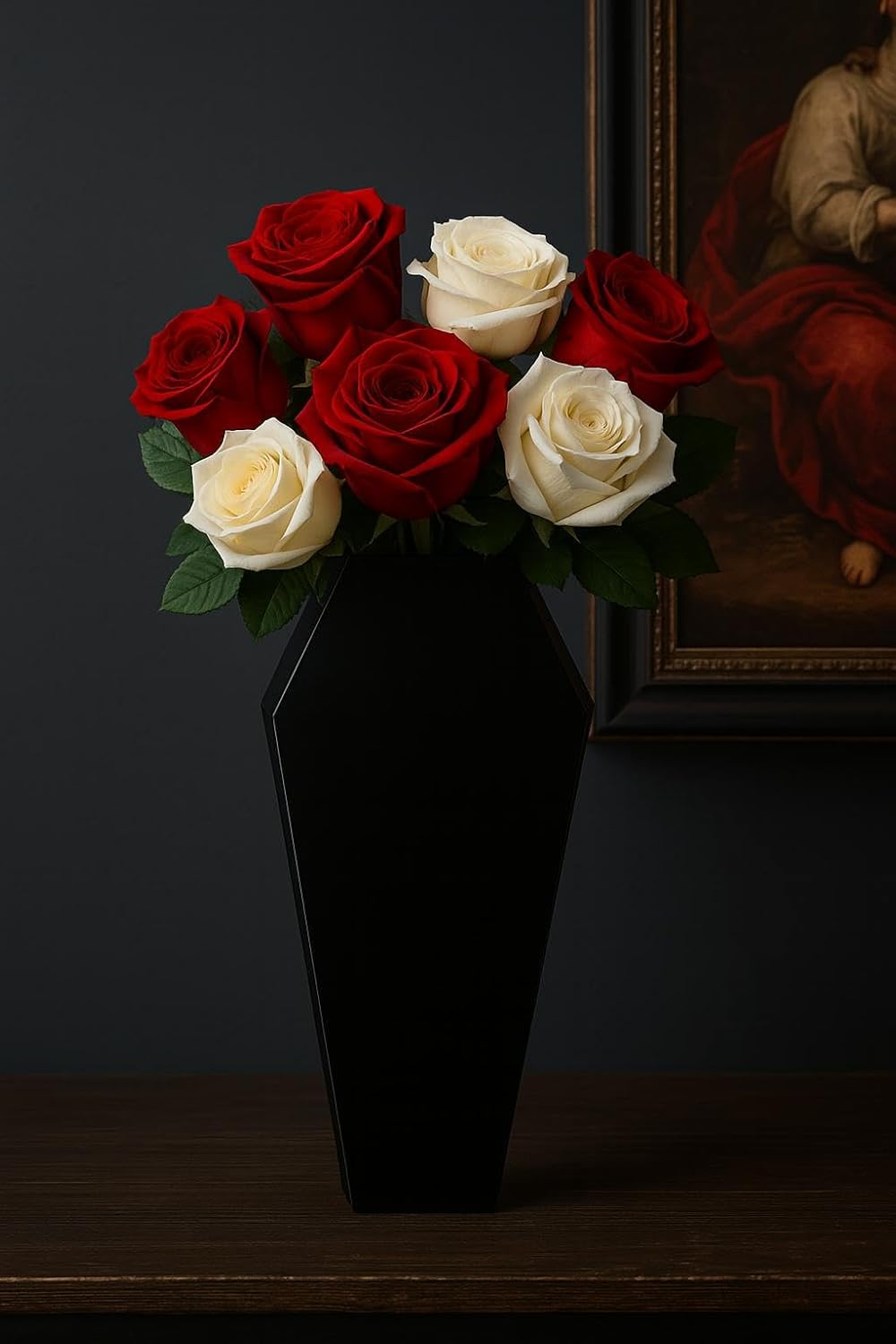 Black Coffin-Shaped Flower Vase Modern Gothic Decor