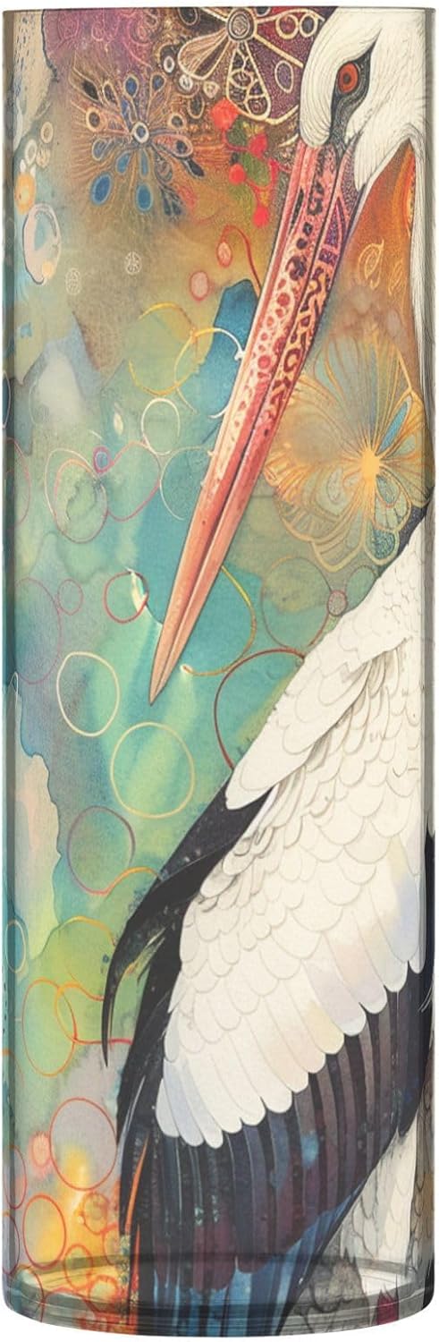 Stork Abstract Watercolor Plastic Candle Holder