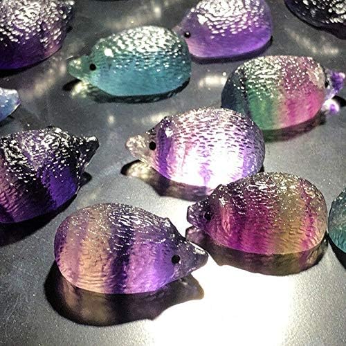 Wixine Natural Quartz Crystal Skull with Rainbow Fluorite Hedgehog