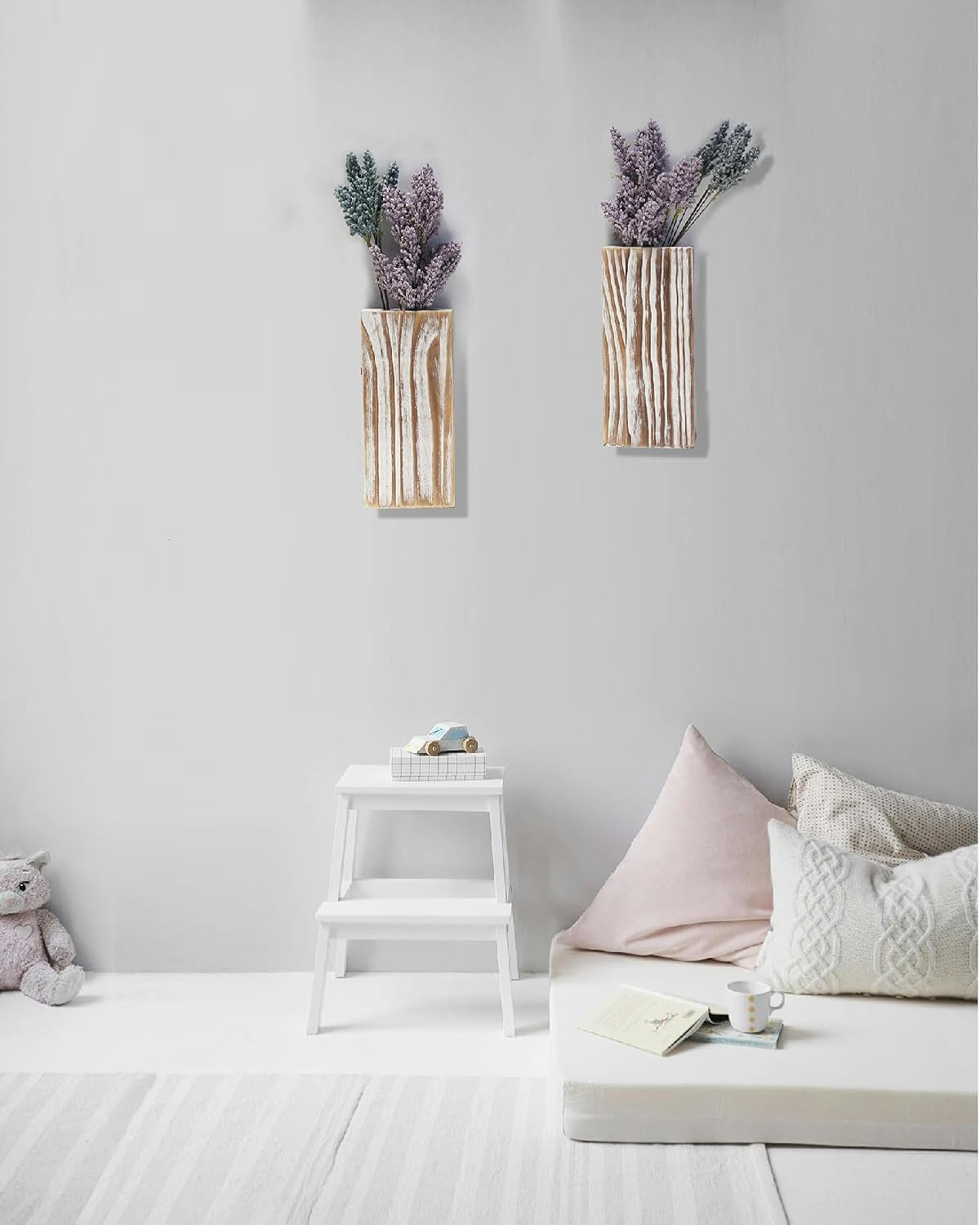 Wood Wall Planter Set 2 Pack Weathered White