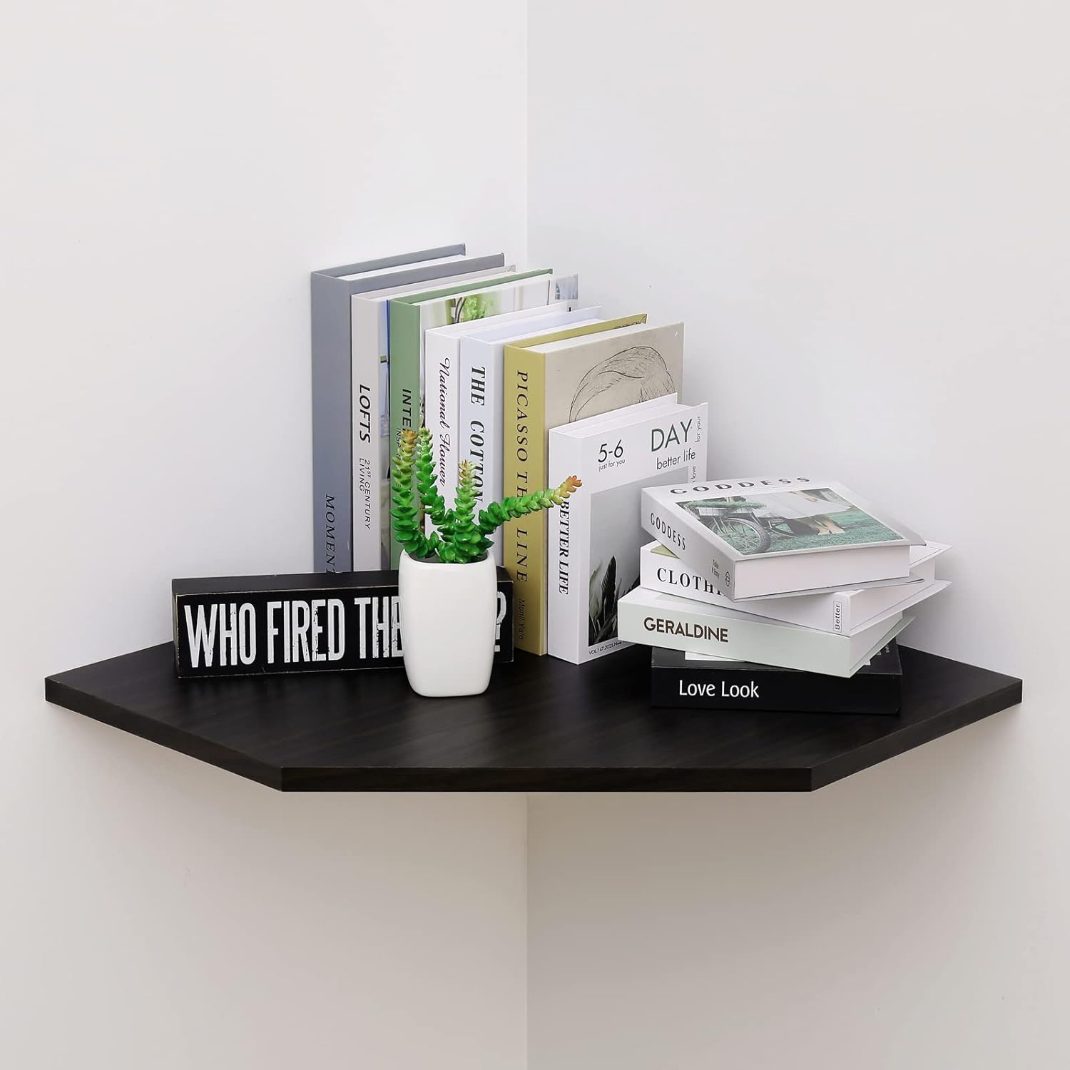 20-Inch Corner Floating Shelf with Wire Cable Hole