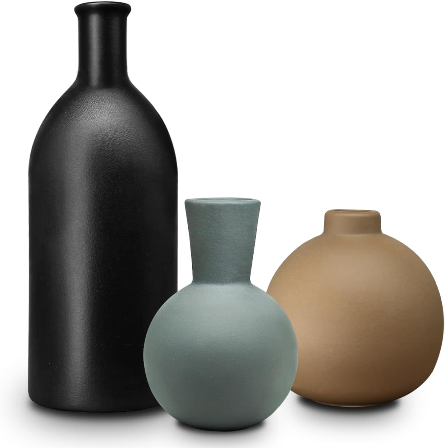 INKOTKIT Pottery Vases Set of 3 Rustic Farmhouse Decor Display