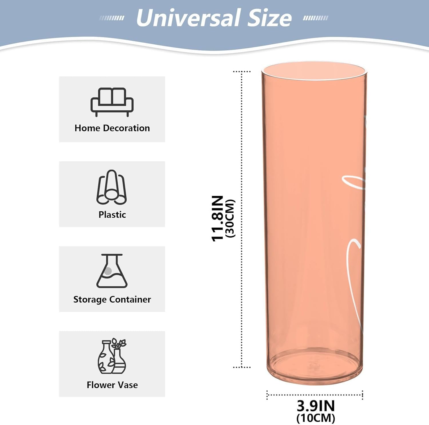Custom Light Salmon Vase for Centerpieces and Kitchen Decor