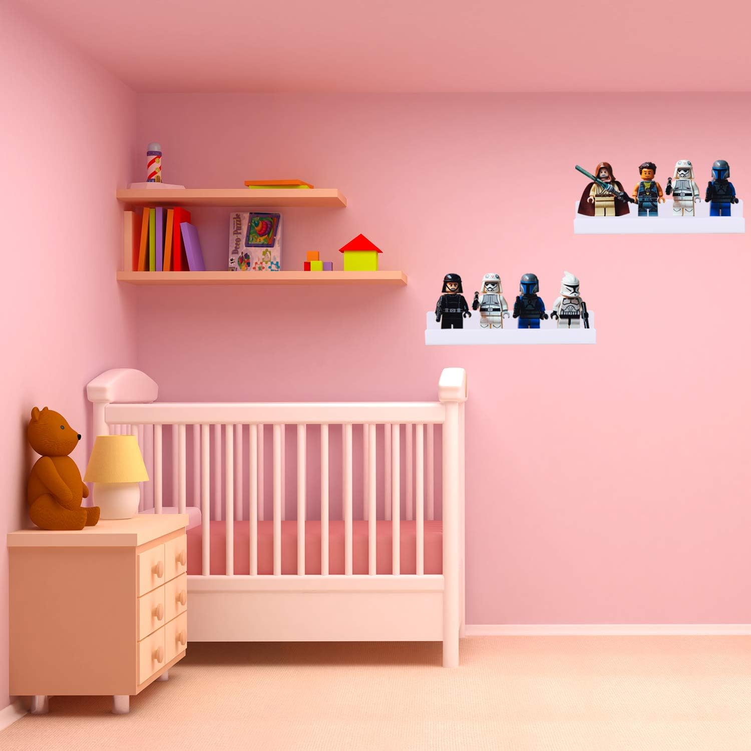 Blulu 8-Pack 14 Inch Acrylic Floating Shelf for Home Decor