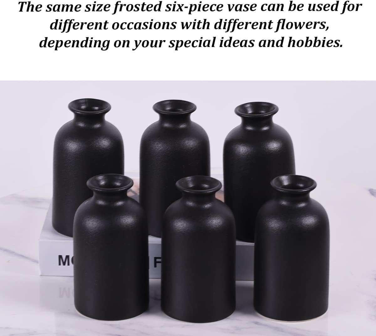 6 Pack Matte Black Ceramic Bud Vases 5 Inch Modern Boho Mini Vases for Flowers Pampas Grass or Dried Stems