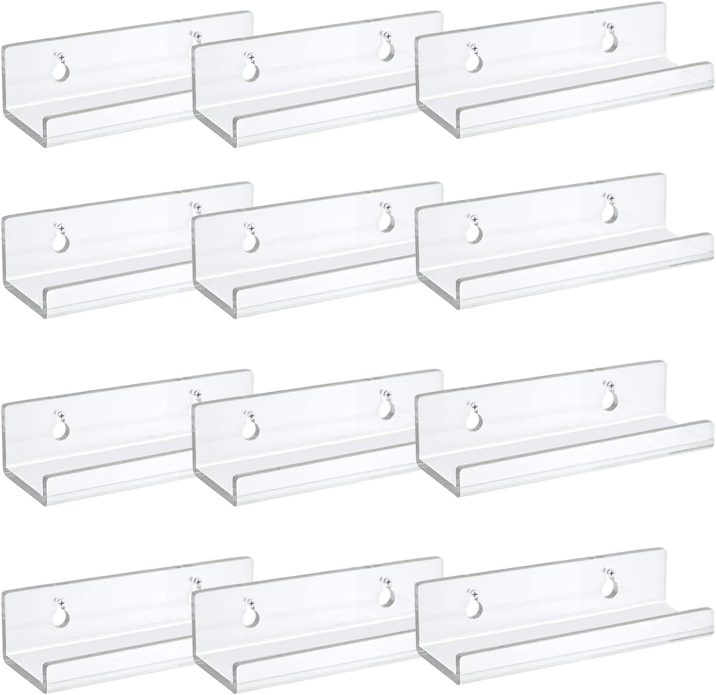 12-Pack 4-Inch Clear Vinyl Record Wall Mount Shelf