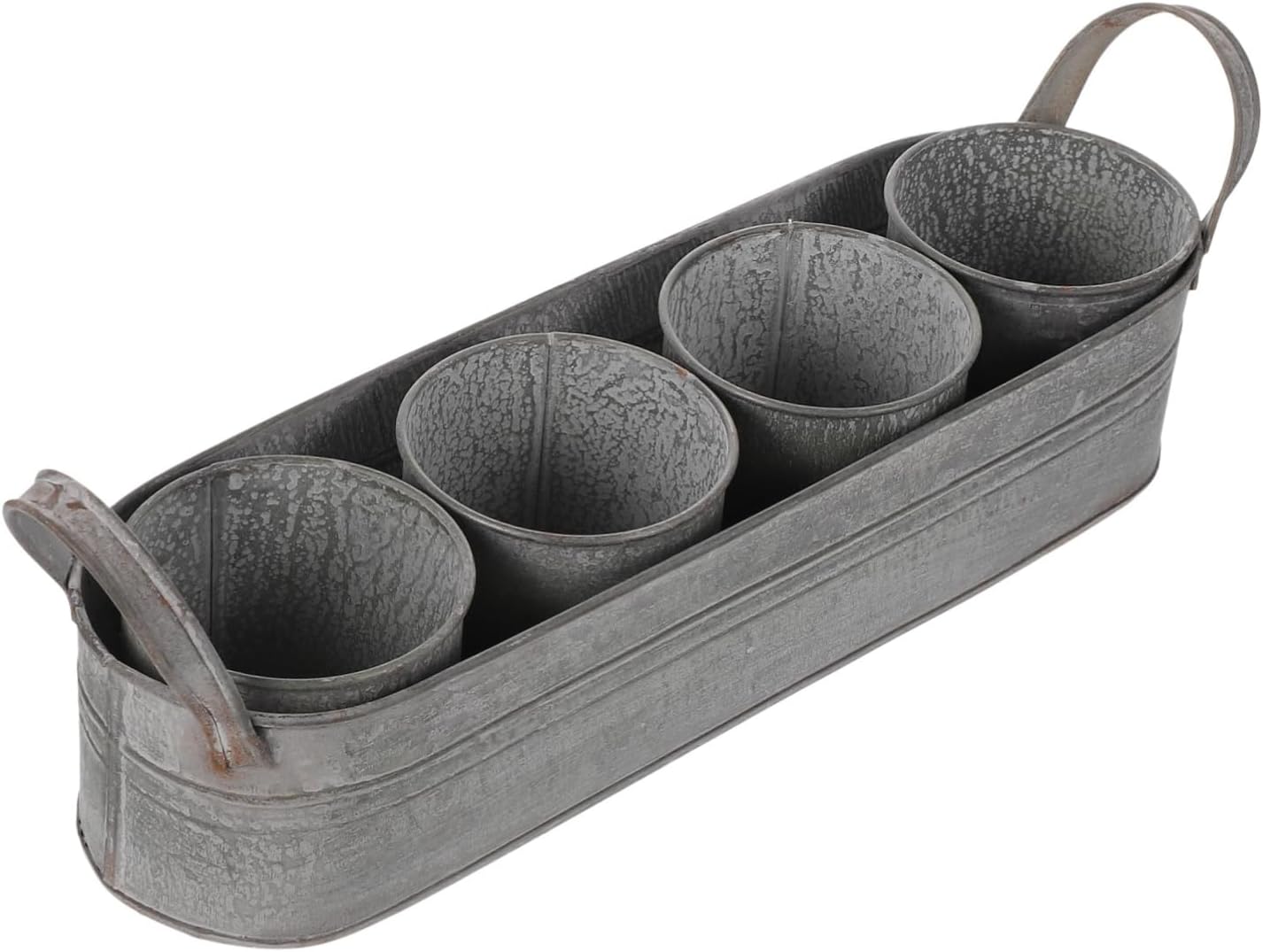 4pcs Iron Flower Pots with Tray Decorative Dried Flower Buckets
