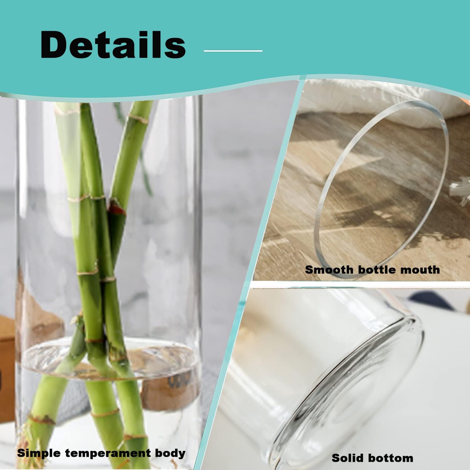 Clear Cylinder Vase Set 6Pcs for Centerpieces and Decorations