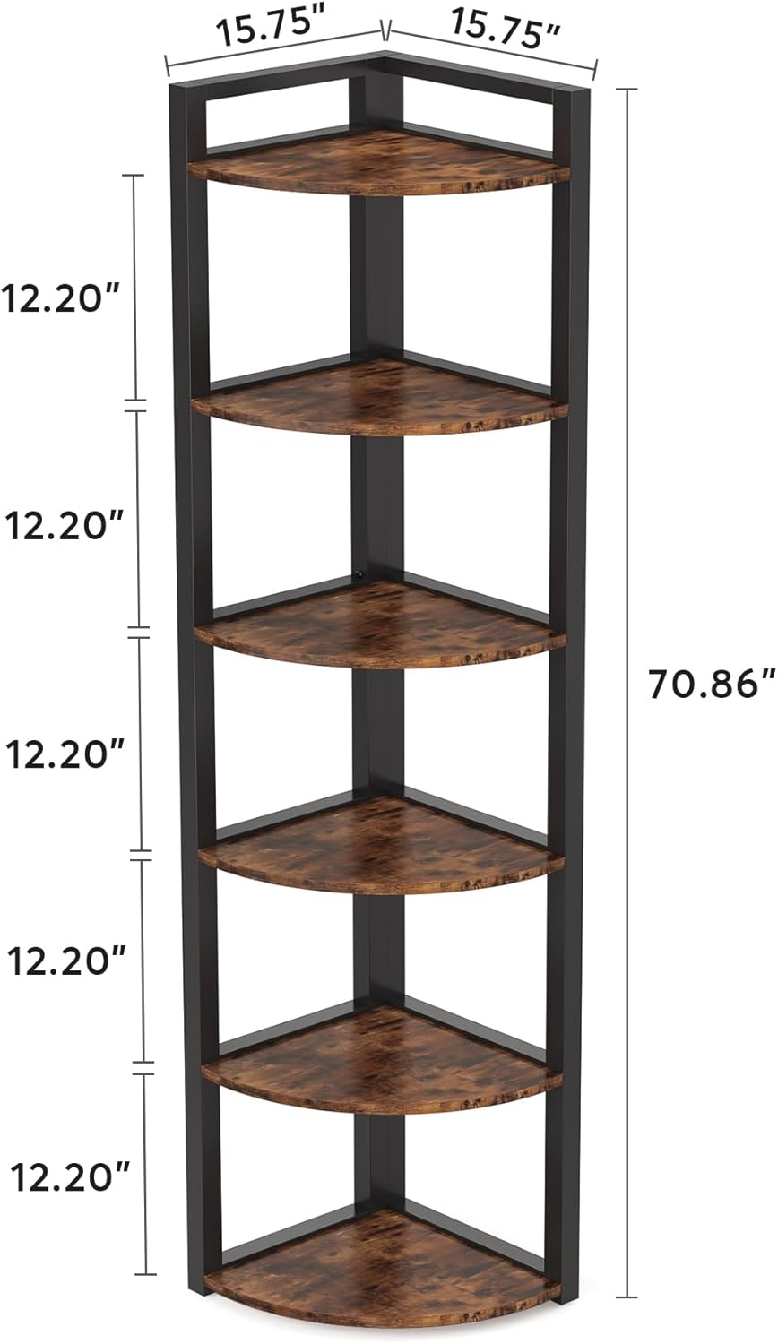 LITTLE TREE 6-Tier Corner Shelf with Metal Frame
