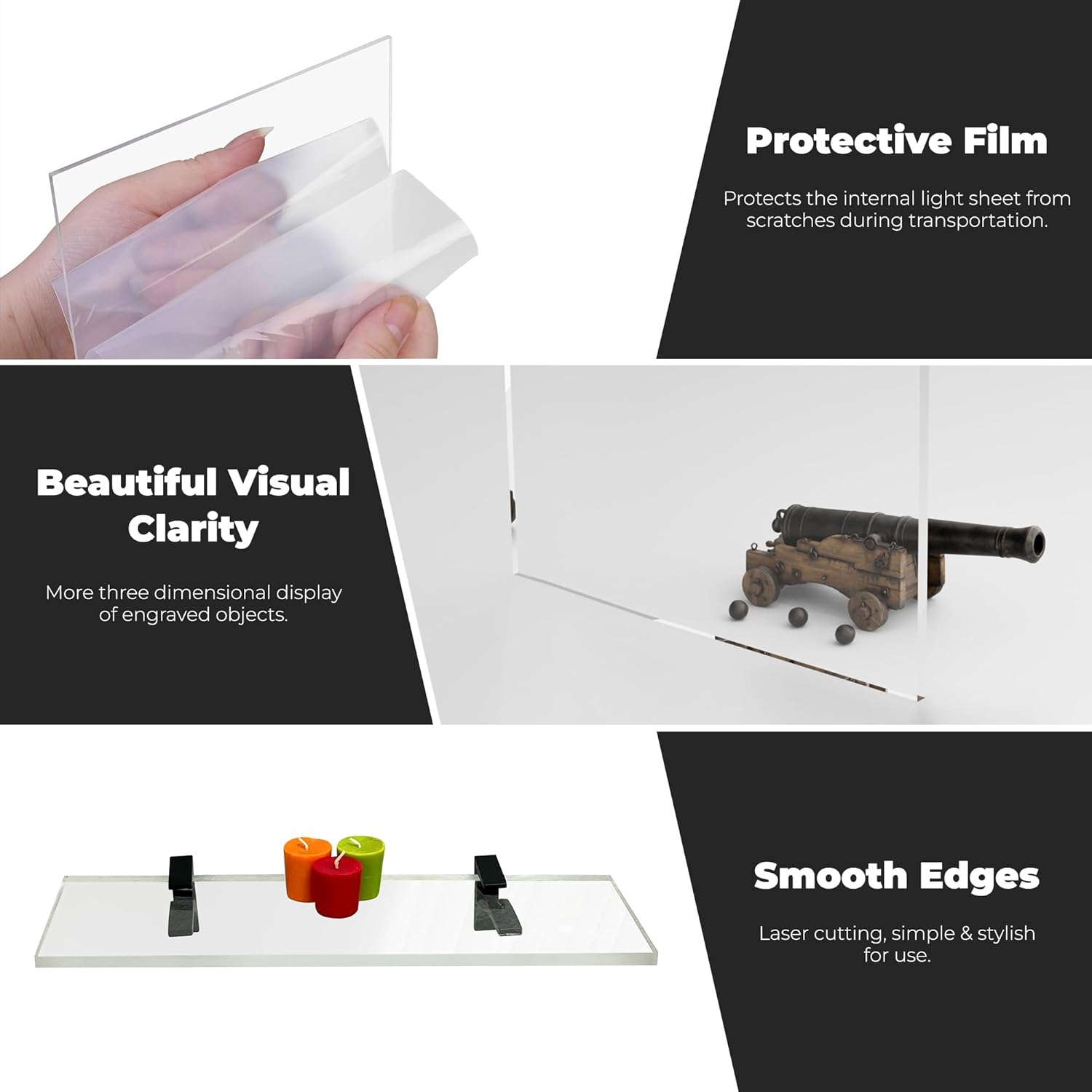 Clear Acrylic Floating Shelves 115 34 Thick Pack of 2
