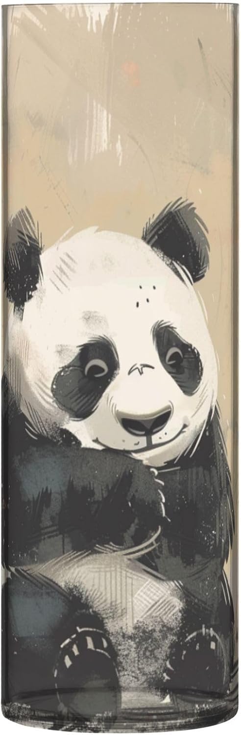 Panda Black Ink Painting Plastic Vase 118 x 39 Inch