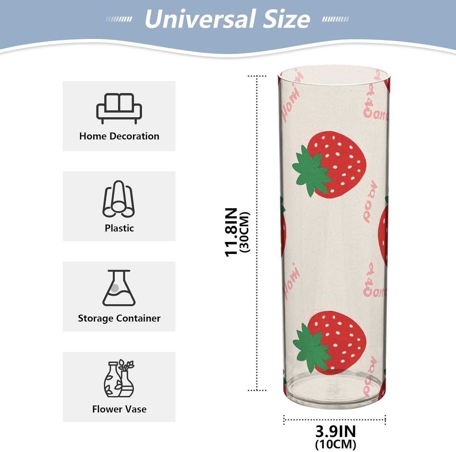 Cute Cartoon Strawberry Beige Plastic Vase 118x39 Inch Decorative