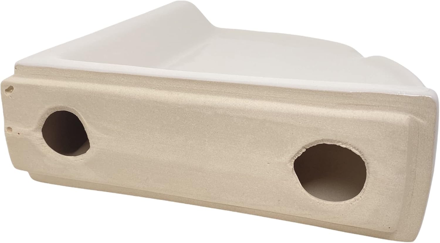 Tenedos Bone Almond Glazed Ceramic Corner Shelf