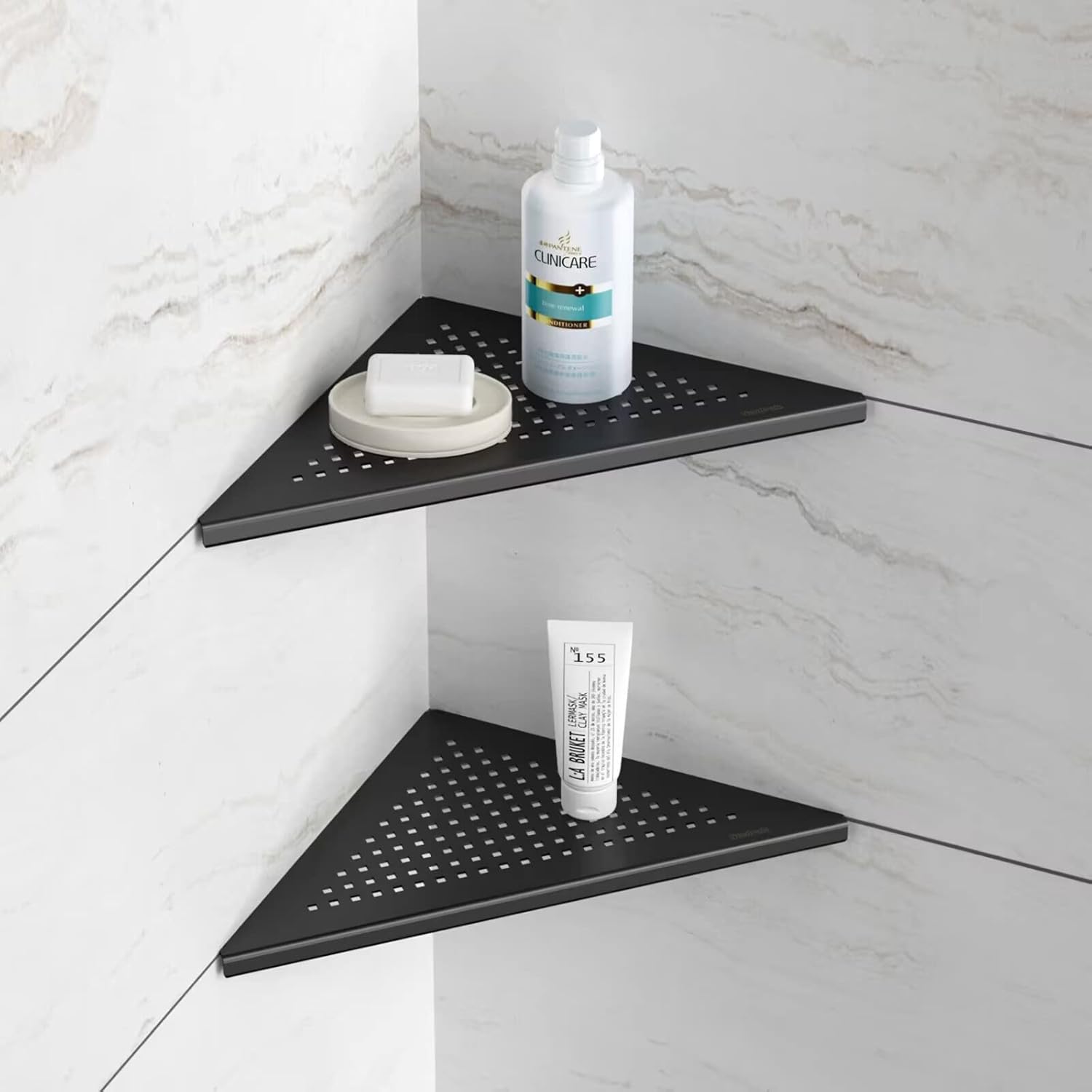 Neodrain 10 Inch Corner Wall Shelf Set of 2 No Drilling