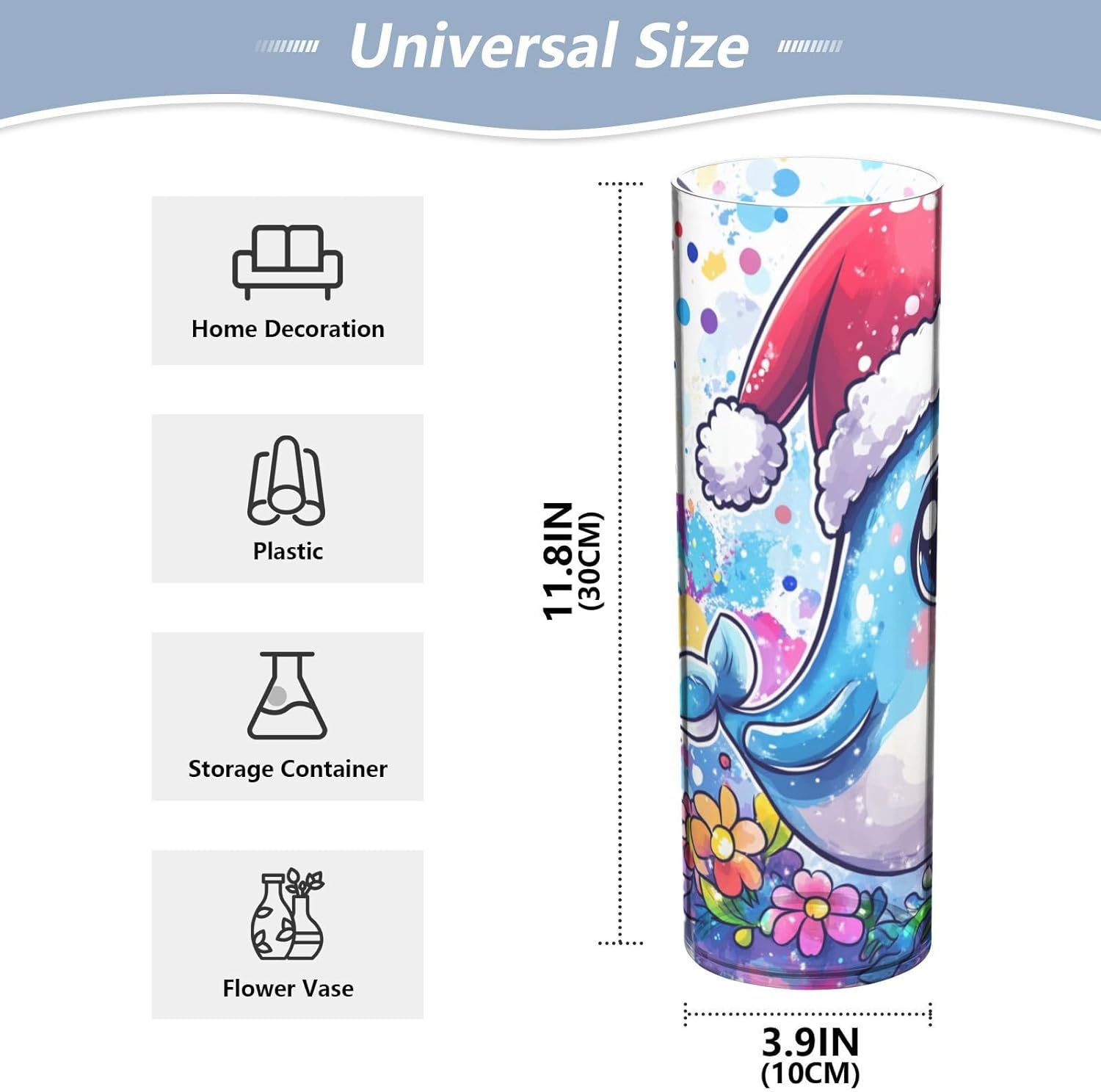 Cartoon Blue Whale Plastic Vase for Centerpieces 118 x 39 Inch