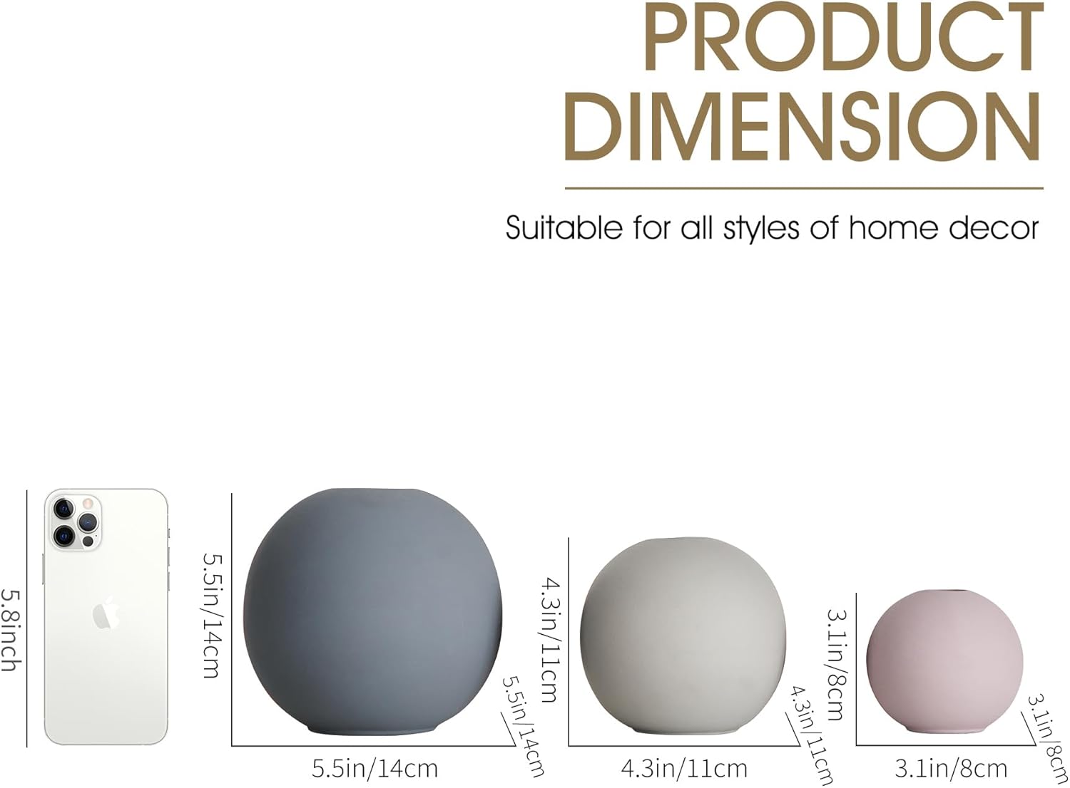 Ceramic Vase Set of 3 Multicolor Rustic Farmhouse Decor