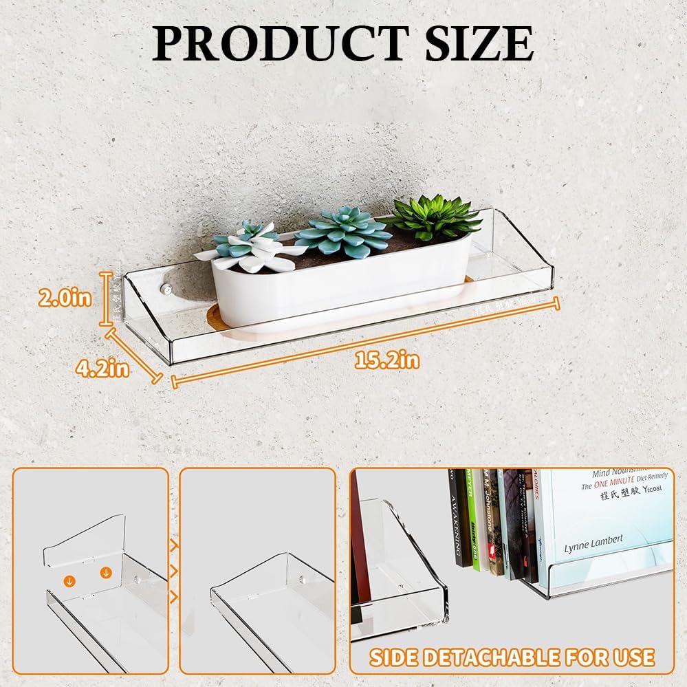 4 Pcs Acrylic Floating Shelves for Display and Storage