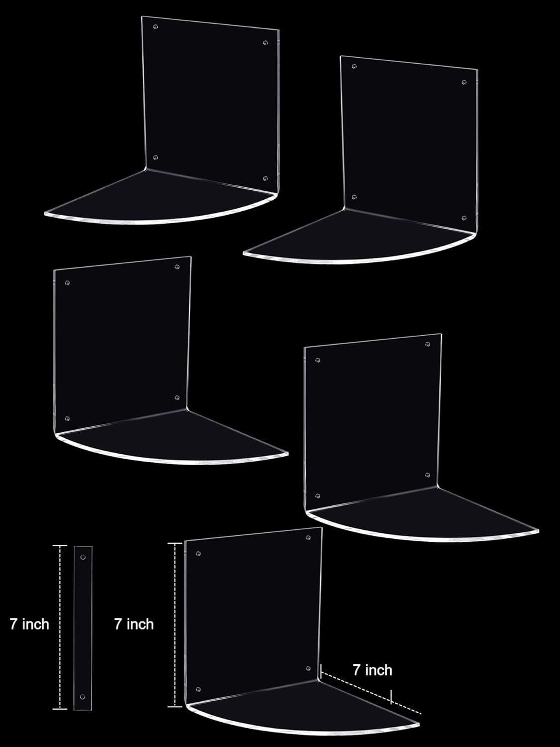 Jetec 5 Tier Corner Shelf Wall Mount Clear Storage Organizer