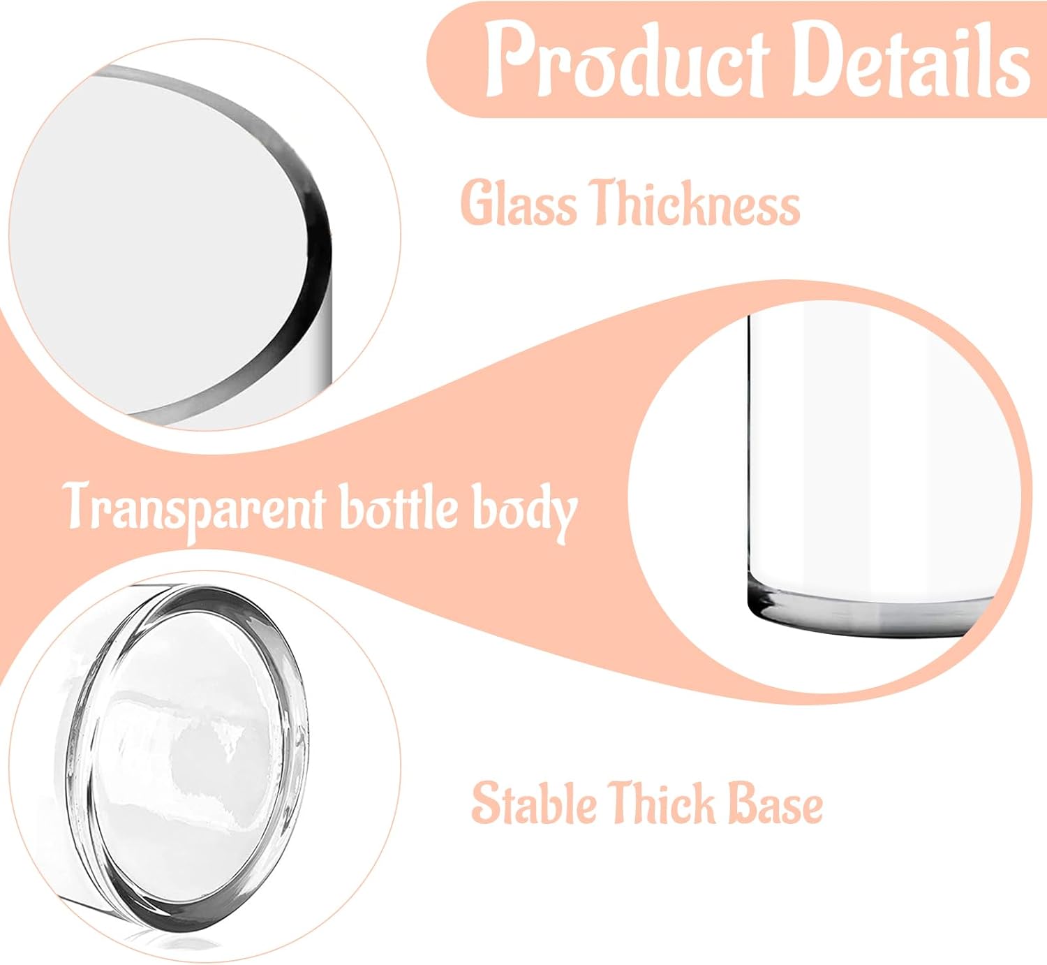 Clear Glass Cylinder Vase 8 H 4 D for Home Decor