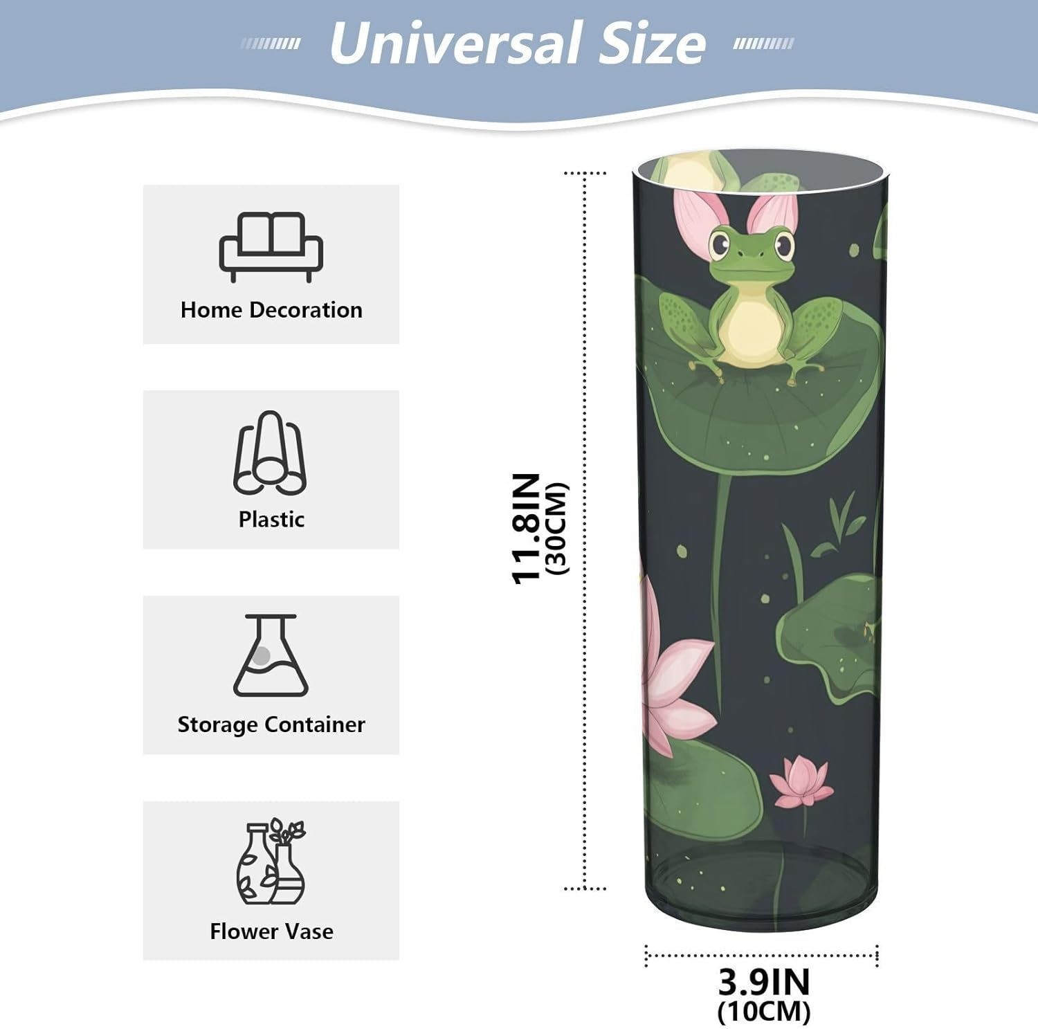 Frog and Flower Plastic Hurricane Vase Decor 118 x 39 Inch