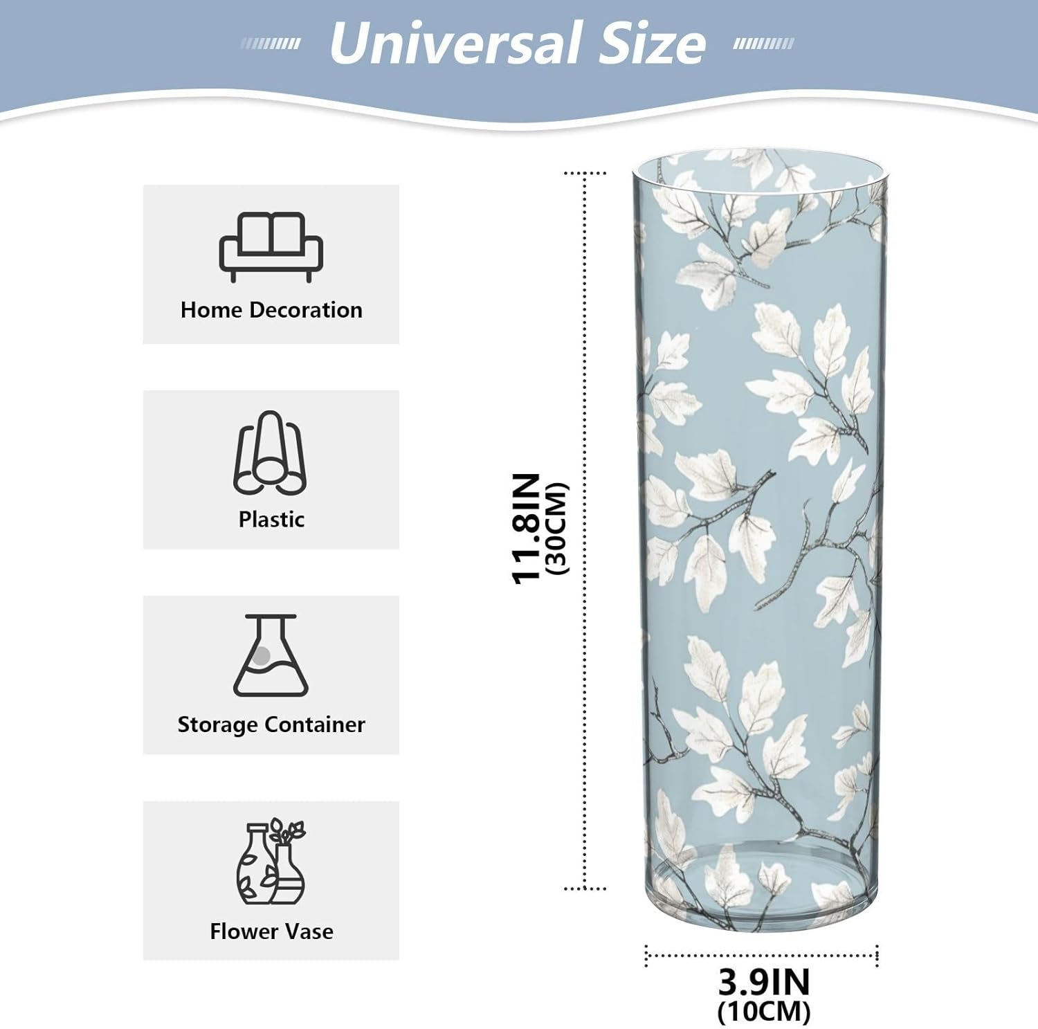 White Oak Leaves Plastic Flower Vase for Home Decor