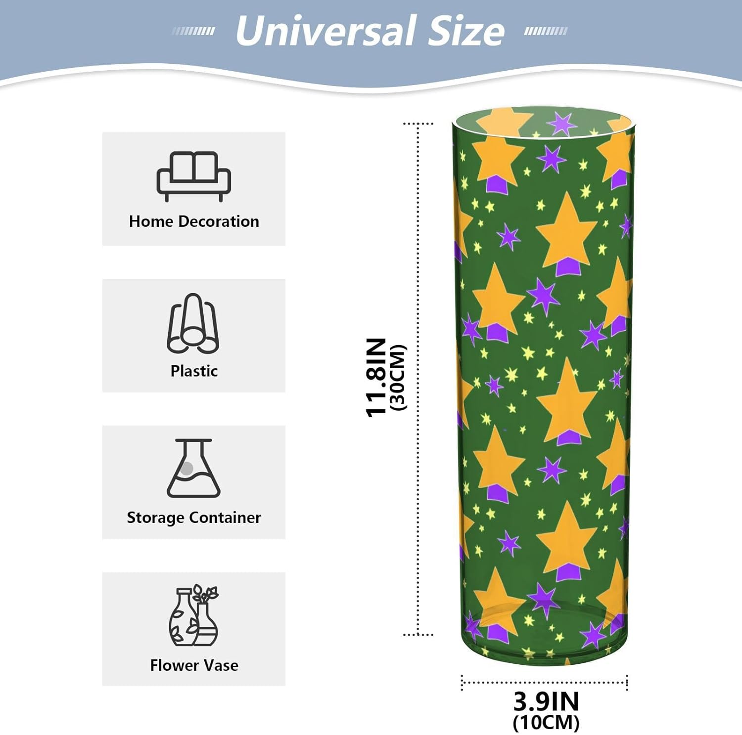 Christmas Orange Star Green Plastic Candle Holder Flower Vase