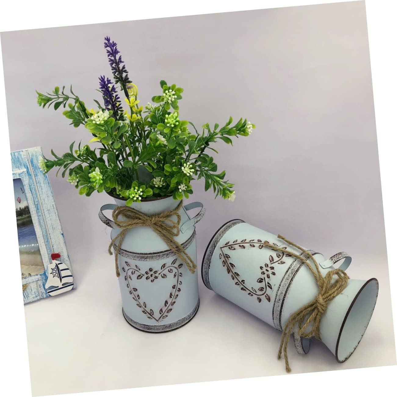 Vintage Metal Flower Bucket for Rustic Decor