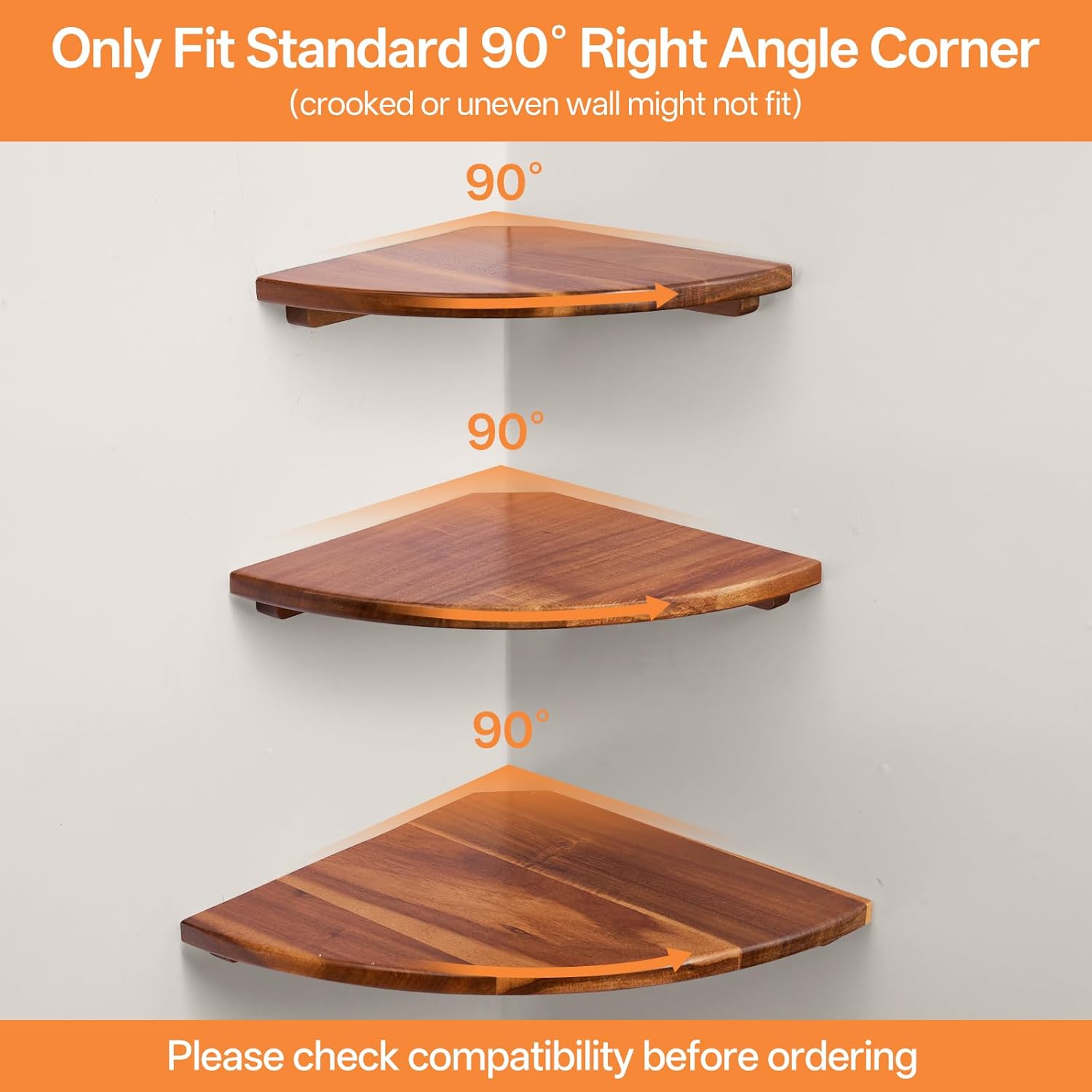 Conamily Corner Shelves Set of 3 Floating Wall Shelves