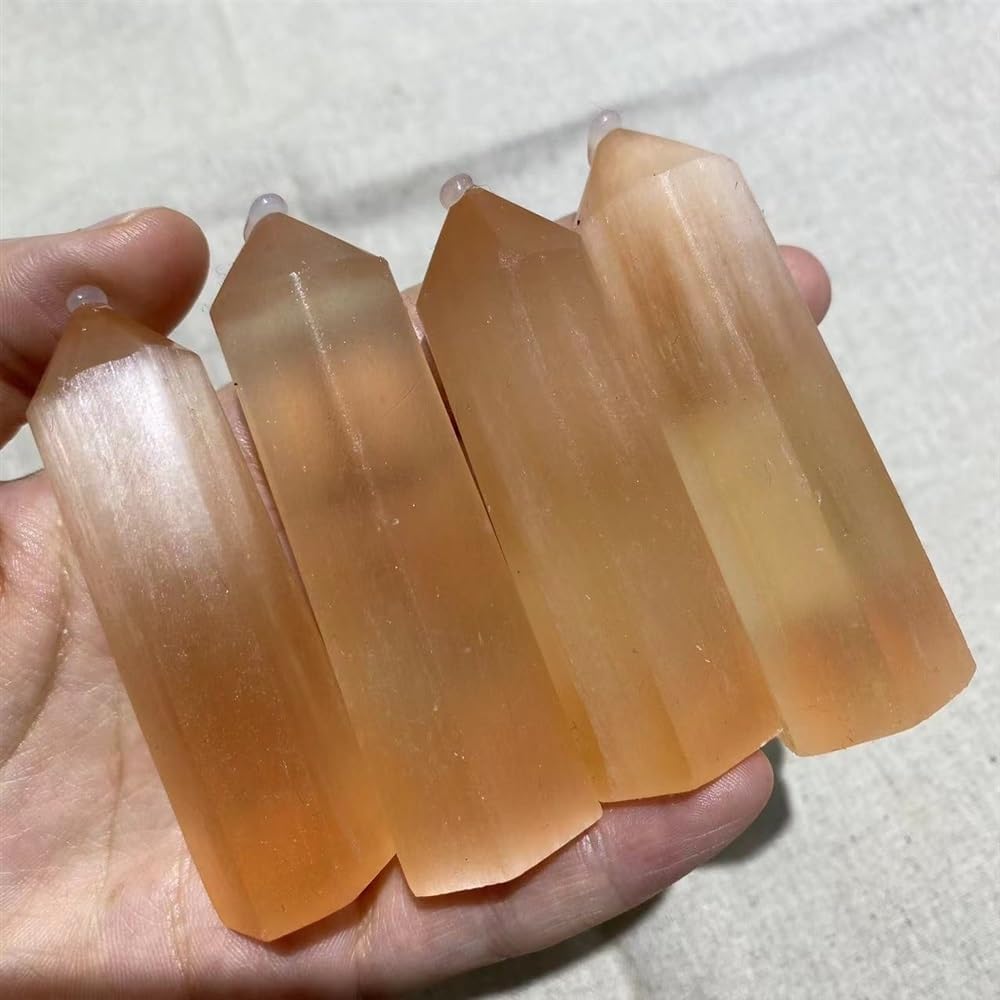 Texture Natural Orange Selenite Crystal Agate Gemstone Reiki Room Office Trim