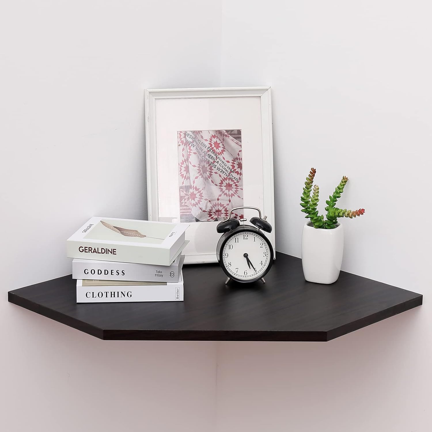 20-Inch Corner Floating Shelf with Wire Cable Hole