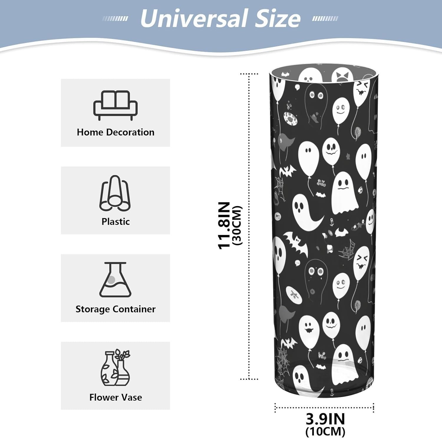 Black and White Cartoon Halloween Balloon Hurricane Vase Decor