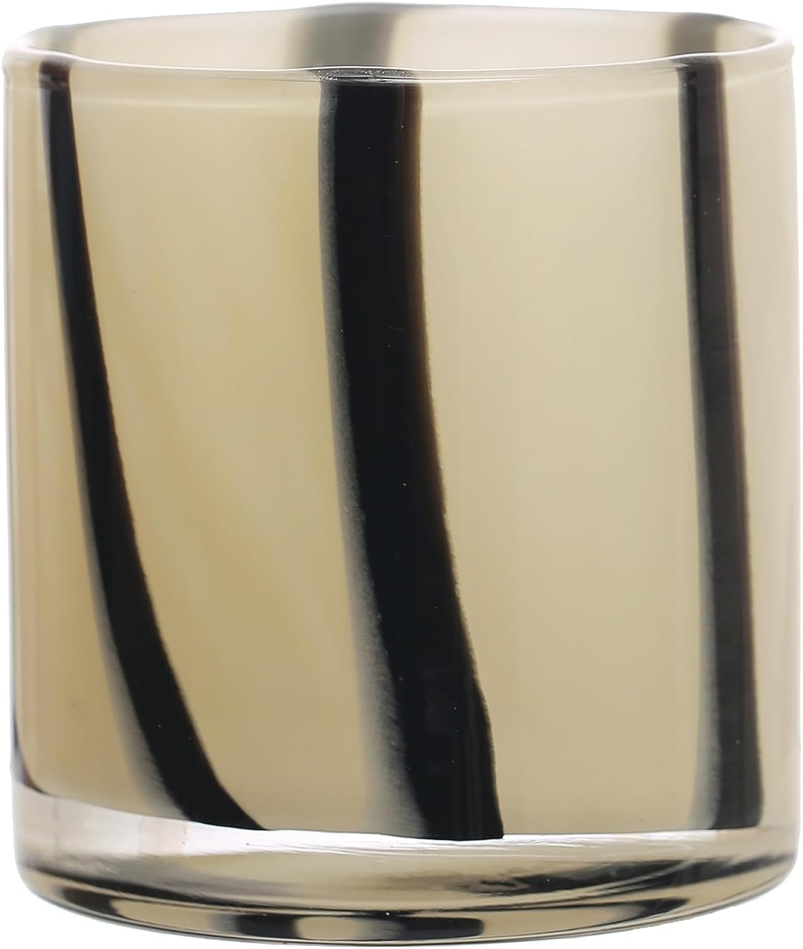 Bloomingville Round Glass Candle Holder Vase with Stripes
