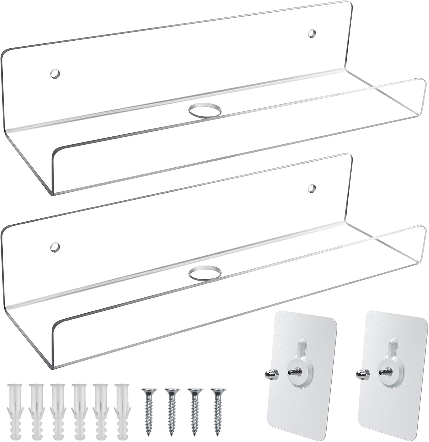 Mocoosy 2 Pack Clear Acrylic Floating Shelf 10 Inch