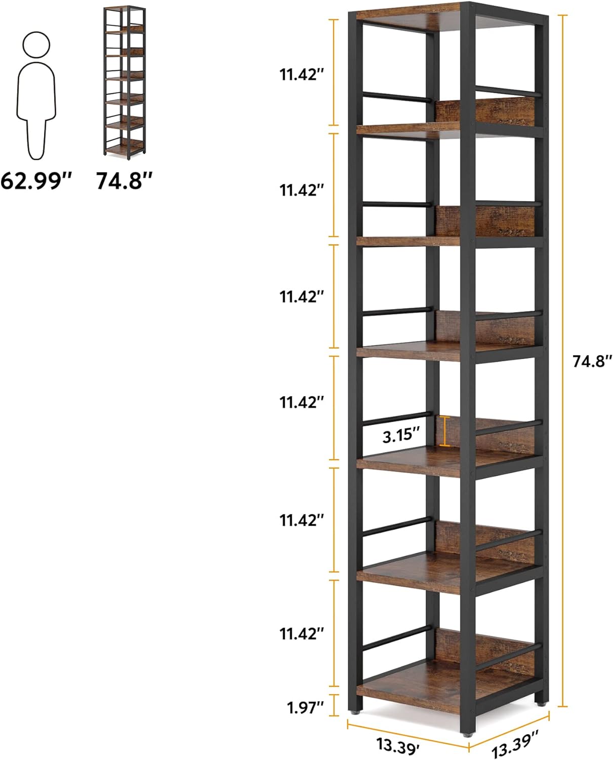 LITTLE TREE 75 Inch Tall Corner Bookshelf