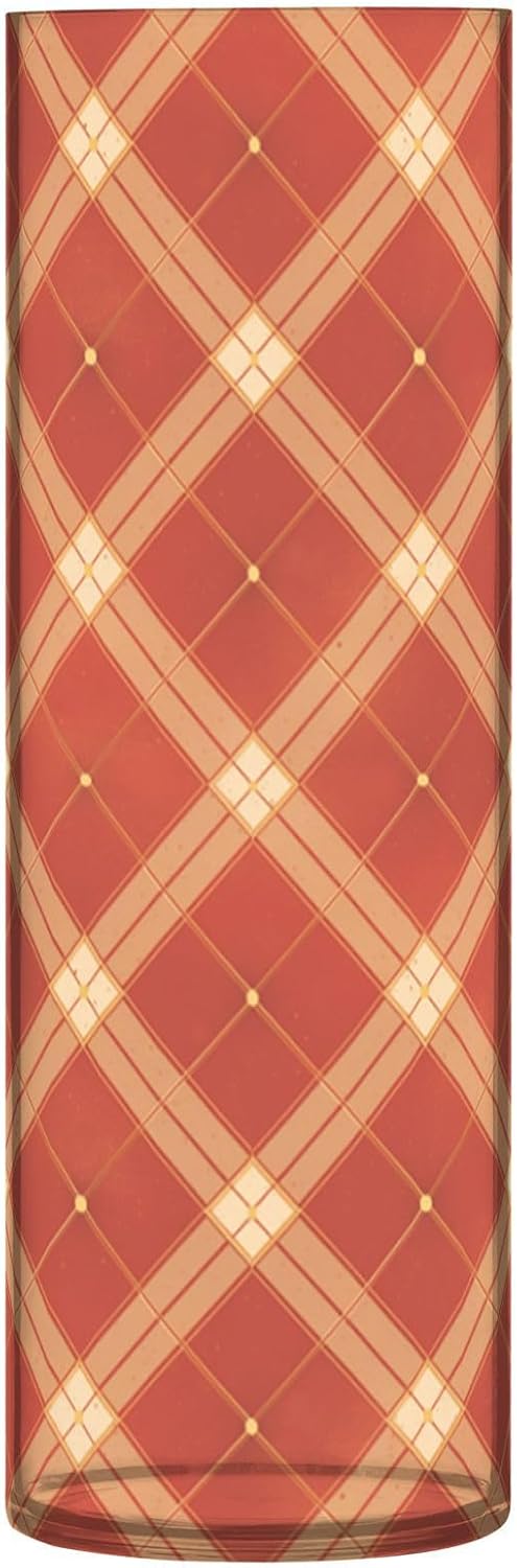 Chequer Pattern Red Gold Plastic Cylinder Vase 118x39 Inch