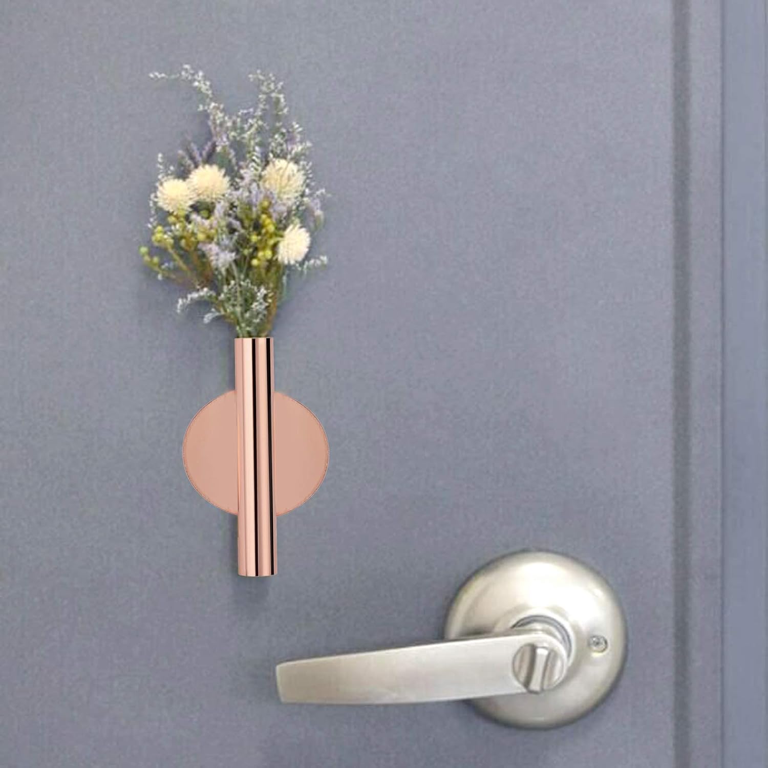 JUXYES Pack of 2 Metal Wall Flower Vase with Sticker