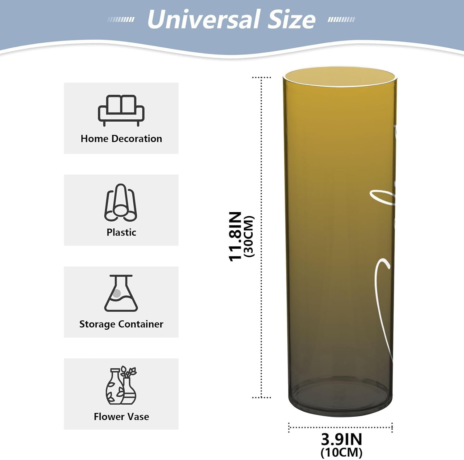 Custom Black Yellow Gradient Plastic Vase for Centerpieces