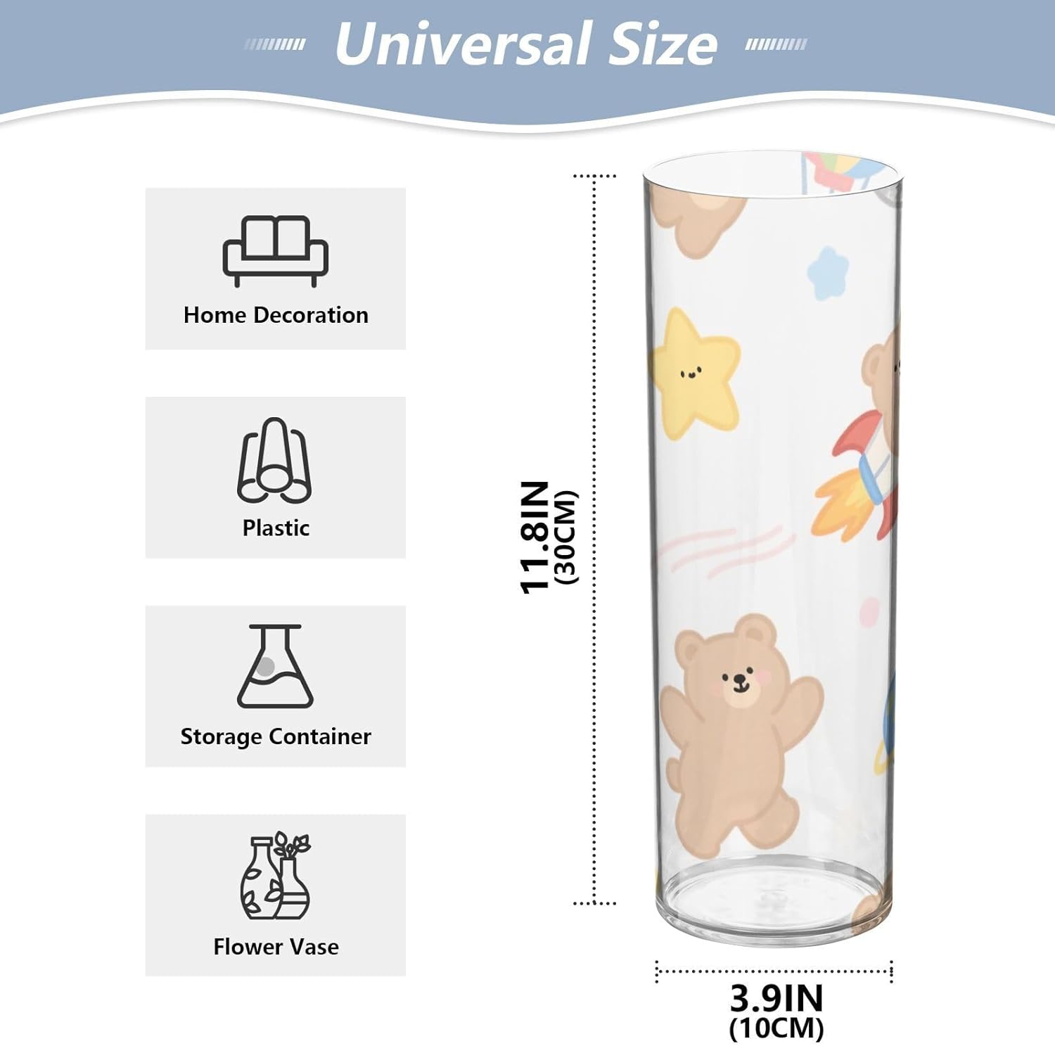 Cartoon Brown Bear Plastic Vase 118 x 39 Inch