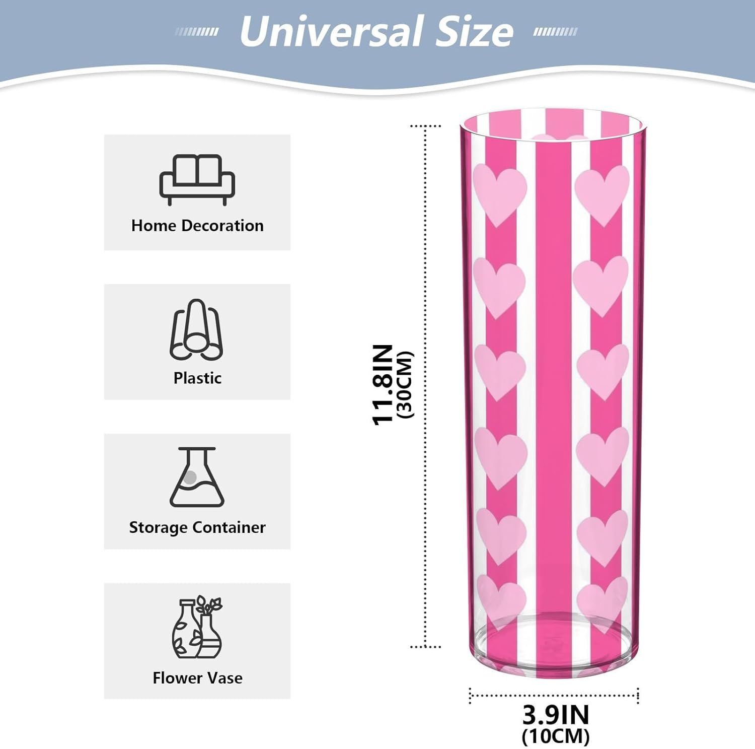 Gradient Peach Heart Plastic Hurricane Candle Holder 118 x 39 Inch Modern Decor