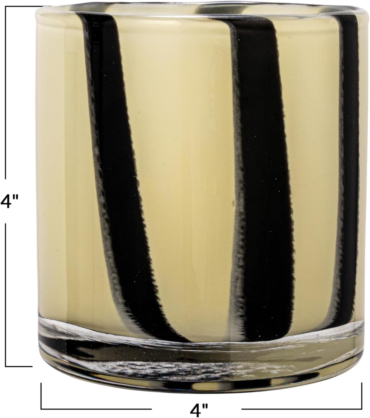 Bloomingville Round Glass Candle Holder Vase with Stripes