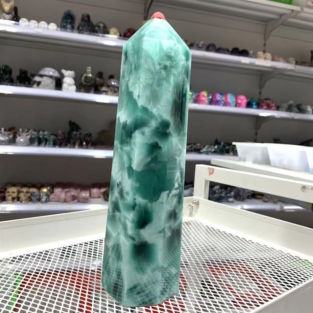 KatLin Natural Ocean Stone Crystal Six-Sided Obelisk Office Decoration