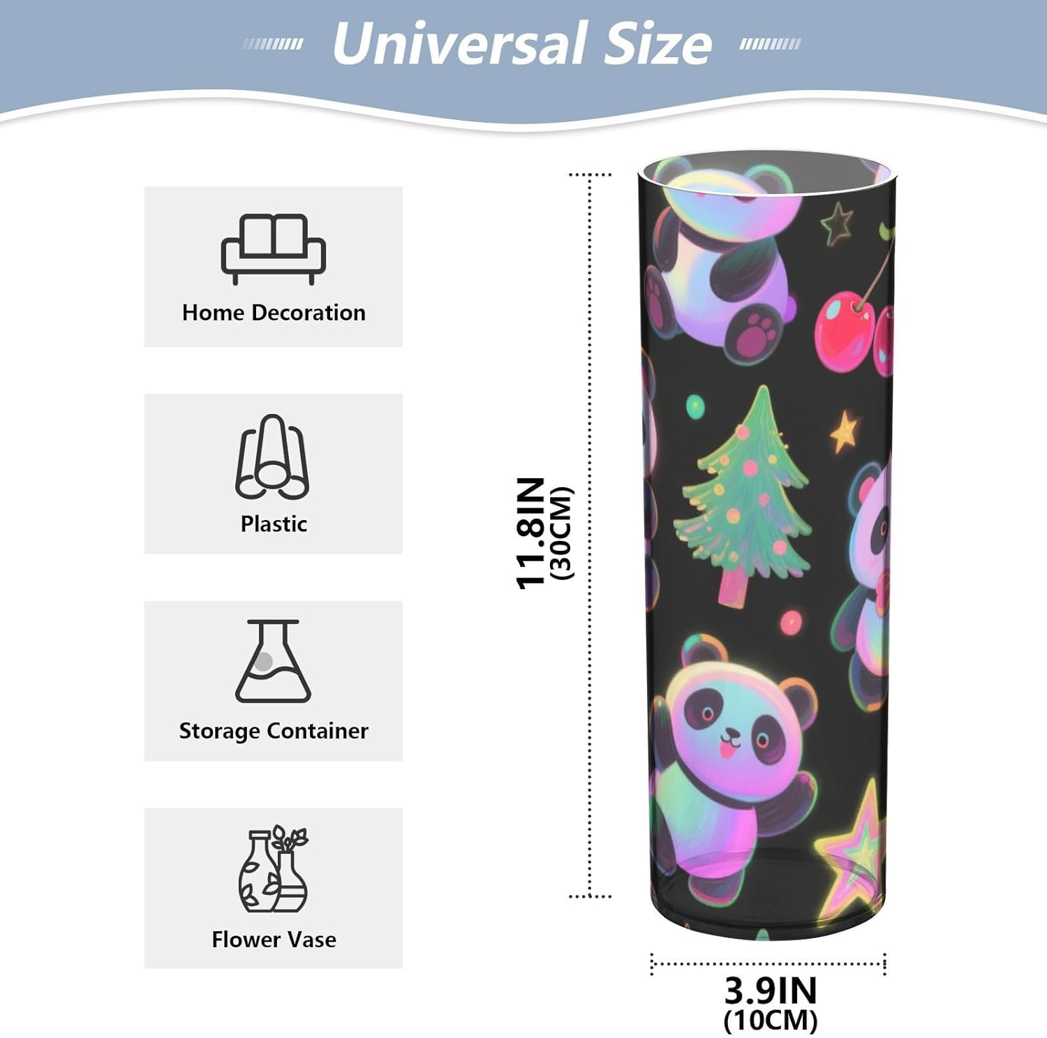 Merry Christmas White Panda Plastic Hurricane Candle Holder 118 x 39 Inch Unbreakable Decor