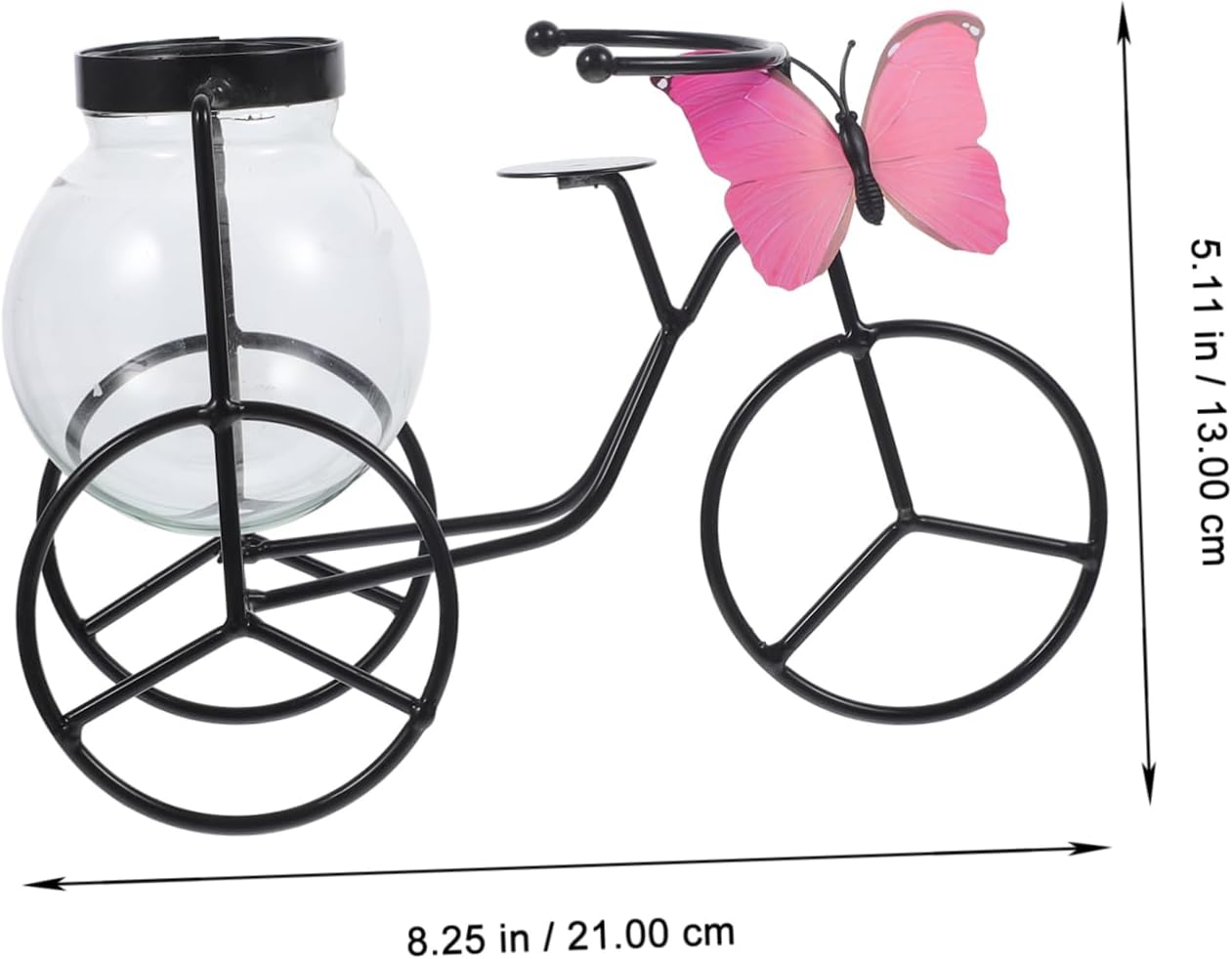 Modern Decorative Pedicab Glass Vase Wrought Iron Flower Pot