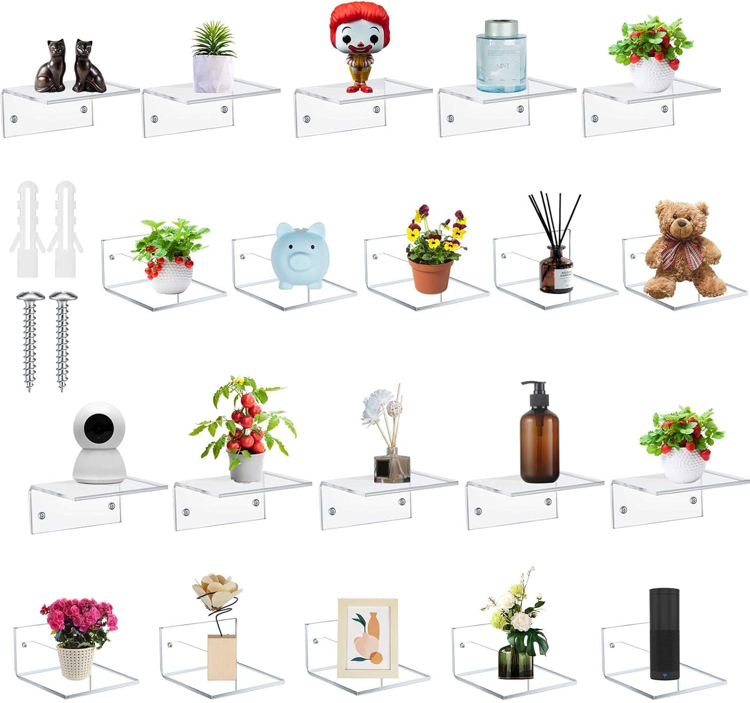 Juexica Small Acrylic Floating Shelves for Wall