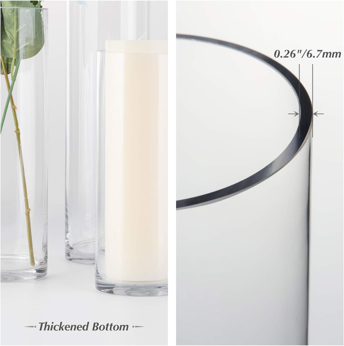 WGVI Glass Cylinder Vase 4x16 Tall for Centerpieces