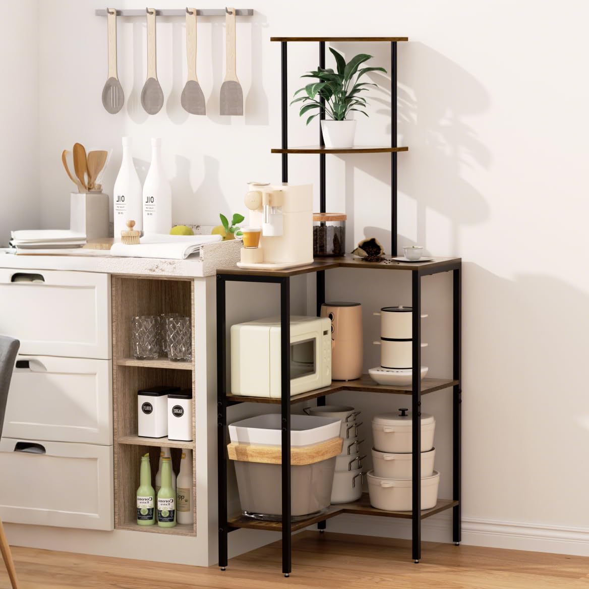 5 Tier Corner Shelf Stand with Storage