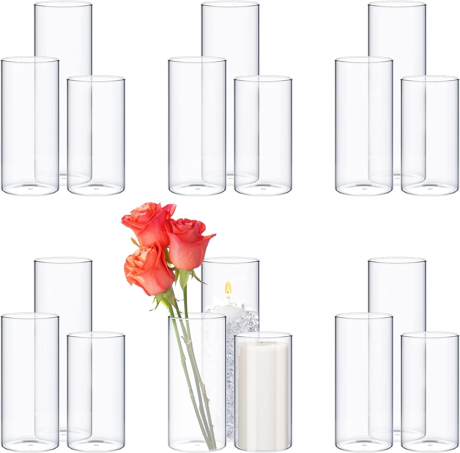 Sawysine 18 Pcs Clear Floating Candle Vases Set