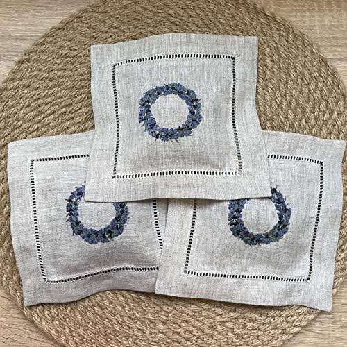 Hand Embroidered Lavender Pillow Sachet Bag Set of 3